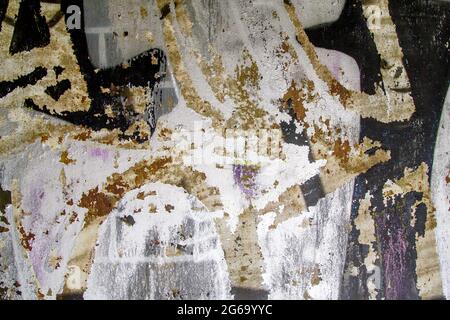 Old corroded metal with peeling paint, abstract grunge background or texture Stock Photo