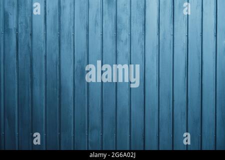Steel blue painted metallic shutter door, metal sheet backgound or texture Stock Photo