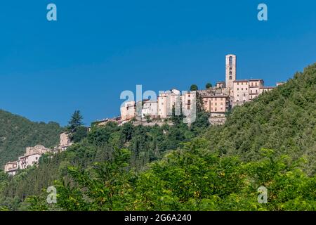 Panoramic view of Cerreto di Spoleto, Perugia, Umbria, Italy Stock Photo