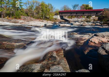 Jay covered bridge over Ausable river Stock Photo