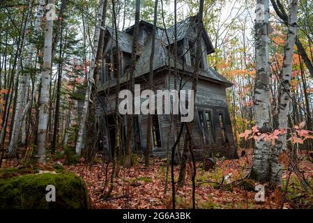 Abandonned train station in the forest of the White mountains Stock Photo