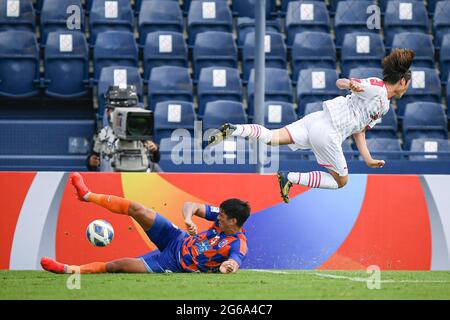 Buriram, Thailand. 03rd July, 2021. Elias Dolah (L) of Port FC