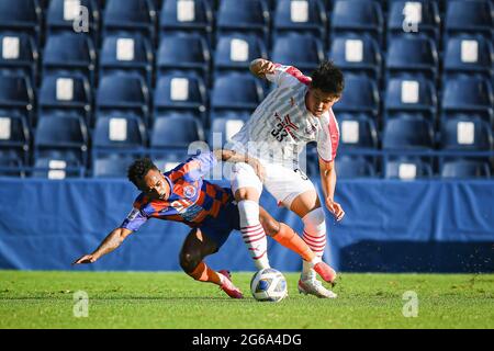 Buriram, Thailand. 03rd July, 2021. Elias Dolah (L) of Port FC