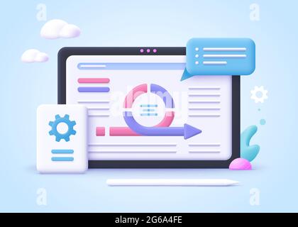 Concept of agile project management, agile software development . 3d realistic vector illustration. Stock Vector