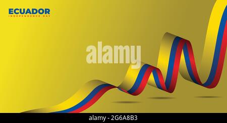 Ecuador Independence Day with waving ribbon design. good template for Ecuador National Day design. Stock Vector