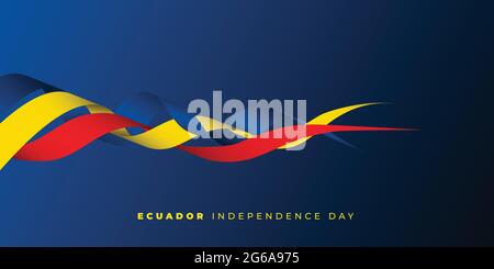 Ecuador Independence Day with waving ribbon design. good template for Ecuador National Day design. Stock Vector