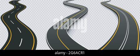 Winding curved road or highway with markings. Stock Vector