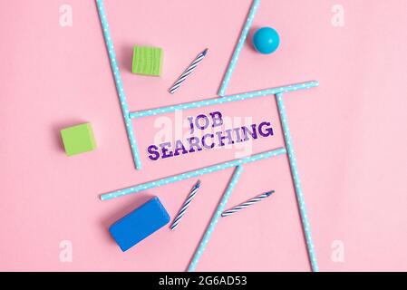 Conceptual caption Job Searching. Concept meaning listing the possible occupation that you are capable of Colorful Birthday Party Designs Bright Stock Photo
