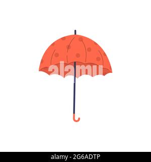 Orange umbrella with polka dots icon.  Stock Vector