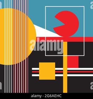 Abstract multi-colored background of geometric objects. An example of an unusual abstraction from different geometric shapes for a website or poster d Stock Vector
