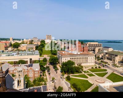 Aerial photograph of the University of Wisconsin-Madison, Madison, Wisconsin, USA. Stock Photo