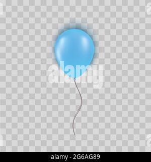 Realistic blue balloon isolated on transparent background. Design element for Birthday party, grand opening or Big Sale greeting card concept. Vector Stock Vector