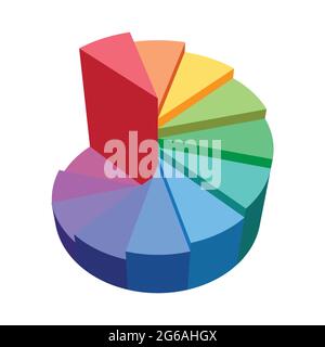 Abstract pie chart infographic elements. Rainbow spectral color 3D diagram. Annual growth report. Suitable for business plan, education, advertising e Stock Vector