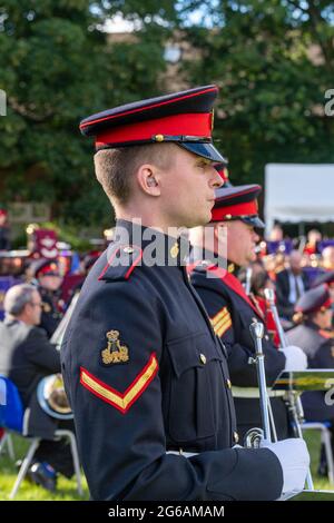 Brentwood Essex 4th July 2021 Brentwood Prom; a musical concert by the Brentwood Imperial Youth Band, the Friends of Kneller Hall band and the British Army Band, Colchester who played an outdoor concert at Brentwood County High School, Brentwood Essex. Credit: Ian Davidson/Alamy Live News Stock Photo