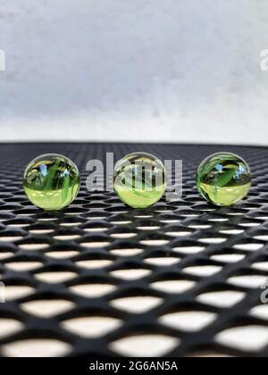 Kids Marbles. Colorful glass made Marbles. Glass Marbles. Stock Photo