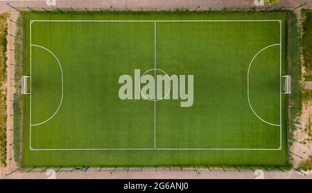 Empty football field aerial view Stock Photo