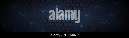 Dark gray and blue horizontal hexagonal 3d technology abstract vector ...