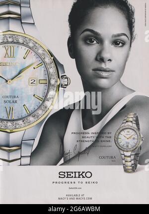 poster advertising Seiko watchmaking brand in magazine from 2015 year,  advertisement creative Seiko 2010s advert Stock Photo - Alamy