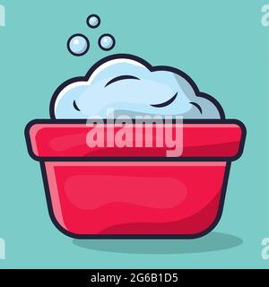 washbowl with foam bubbles vector illustration in flat style Stock Vector
