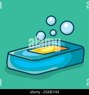 bar soap with float bubbles vector illustration in flat style Stock Vector