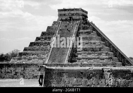 Pyramid of Kukulcan. Chichen Itza is one of the main archaeological sites on the Yucatan Peninsula, in Mexico. Circa 1983. Stock Photo
