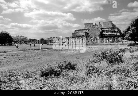 Temple of the Warriors.  Itza is one of the main archaeological sites on the Yucatan Peninsula, in Mexico. Circa 1983. Stock Photo