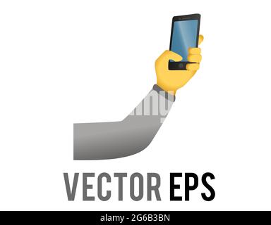 The isolated vector photo of the person holding phone or camera to take selfie icon Stock Vector