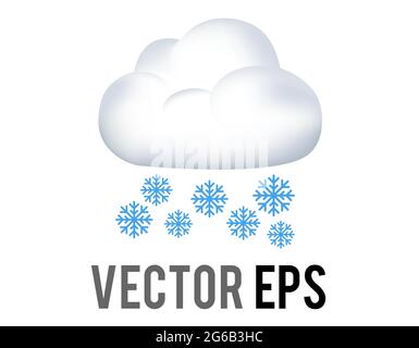 The isolated vector blue snowflakes falling from white cloud icon Stock Vector