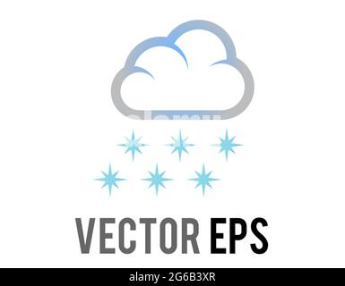 The isolated vector blue snowflakes falling from white cloud icon Stock Vector