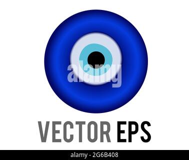 The isolated vector Nazar Amulet blue eye shaped icon, represent eyes, various senses of looking, charms, envy, jealousy in Turkey and Turkish culture Stock Vector