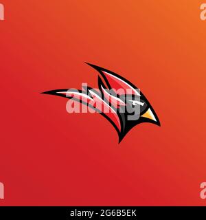 Red cardinal vector illustration, head red cardinal logo e sport. Mascot logo design template Stock Vector