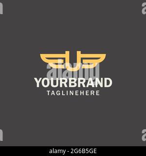 Initial letter U Logo and wing symbol. Wings design element vector. Alphabet logo design template Stock Vector