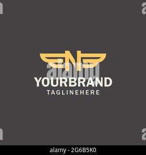 Luxury Gold Wings initials logo design concept N. Alphabet logo design template Stock Vector