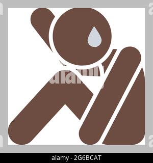 Man sweating vector icon with fear stress terrified expression Stock Vector