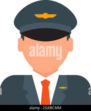 Pilot in hat uniform icon vector airplane driver on white Stock Vector
