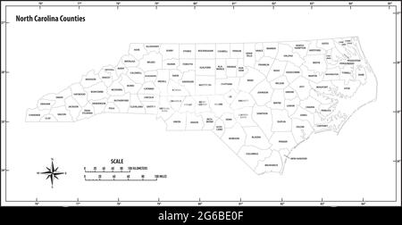 North Carolina Map. Political map of North Carolina with boundaries in ...