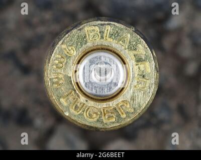 Luger 9mm fired bullet shell case Stock Photo - Alamy