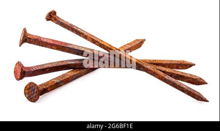 rusty nails isolated on a white background Stock Photo