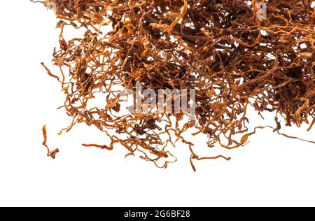 Dried chopped leaves of tobacco, premium rolling tobacco Stock Photo
