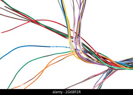 Multicolored cable isolated on white background Stock Photo