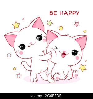 Two Cats in Love Hug Doodle Icon. Cute Pets Vector Art Stock Vector -  Illustration of friends, artwork: 241281449