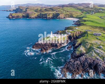 Aerial View of Fanad Head Lighthouse County Donegal Lough Swilly and Mulroy Bay. Stock Photo