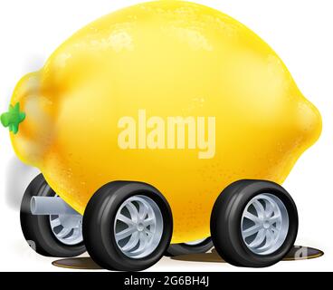 Cartoon Car Lemon Illustration Stock Vector