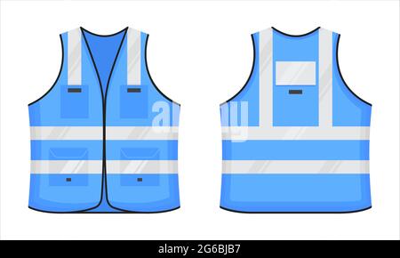 Safety reflective vest icon sign flat style design vector illustration set. Stock Vector