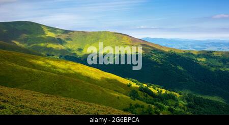 rolling hills an meadows of borzhava ridge. beautiful nature scenery with grassy slopes in dappled light. wonderful summer landscape of ukrainian carp Stock Photo