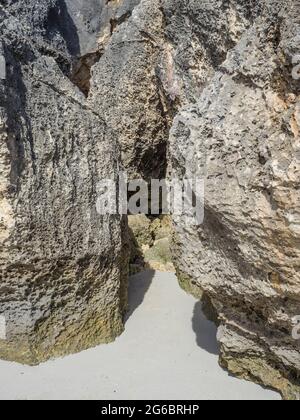 The hidden passage through the rocks to Stokes Bay, Beach, Kangaroo Island, South Australia Stock Photo