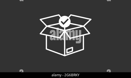 Box Check Icon. Vector isolated flat illustration of a box with a checked sign Stock Vector