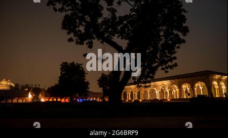 Night view of historical Agra Fort in India Stock Photo - Alamy