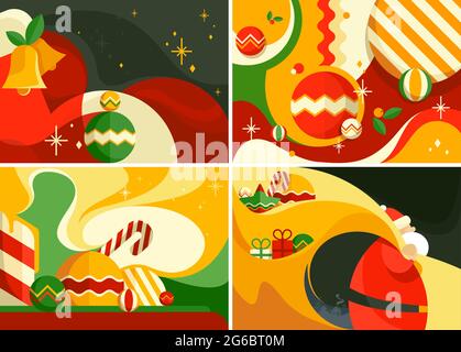Set of christmas banners. Different postcards templates. Stock Vector