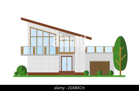 Vector illustration of family house. Modern apartment, cottage, building concept cottage in flat design. Stock Vector